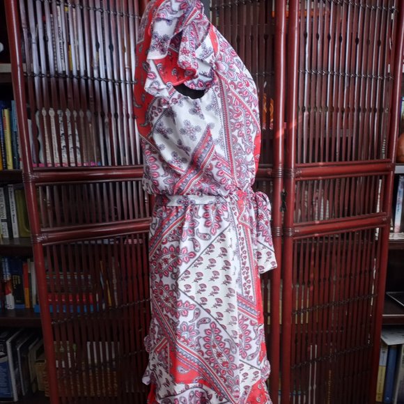 CK, Calvin Klein Red Paisley Dress - Picture 4 of 7